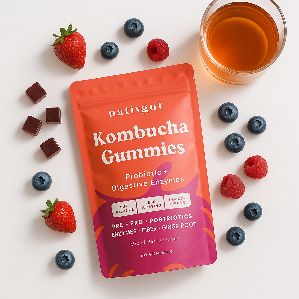 Kombucha Gummies With Probiotics & Digestive Enzymes - 60ct.