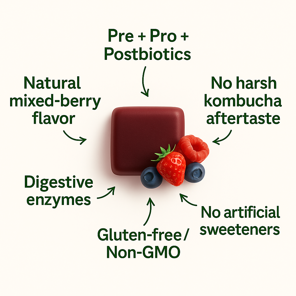 Kombucha Gummies With Probiotics & Digestive Enzymes - 60ct.